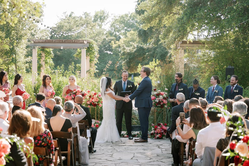 J & M at LBJ Wildflower Center — wedding florals by Lavender & Lily Floral, Austin TX