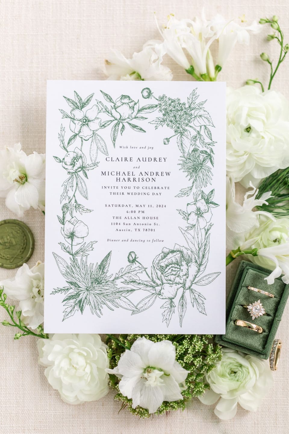 C & M at The Allan House — wedding florals by Lavender & Lily Floral, Austin TX