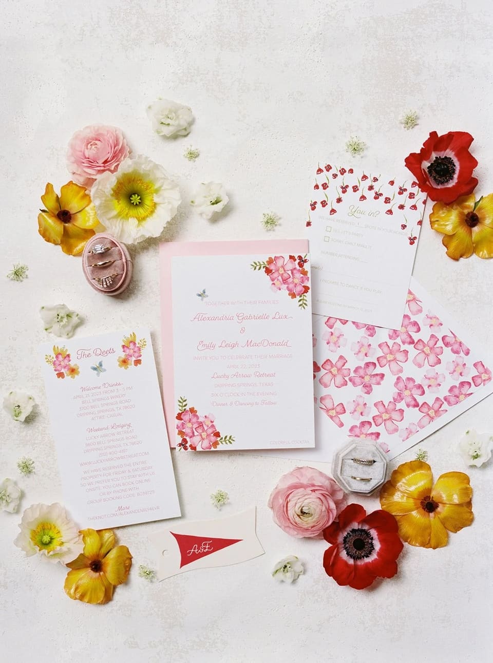E & A at Lucky Arrow Retreat — wedding florals by Lavender & Lily Floral, Austin TX